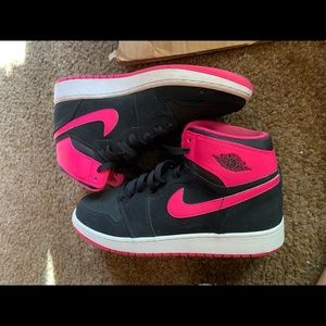 Pink and black nike ones